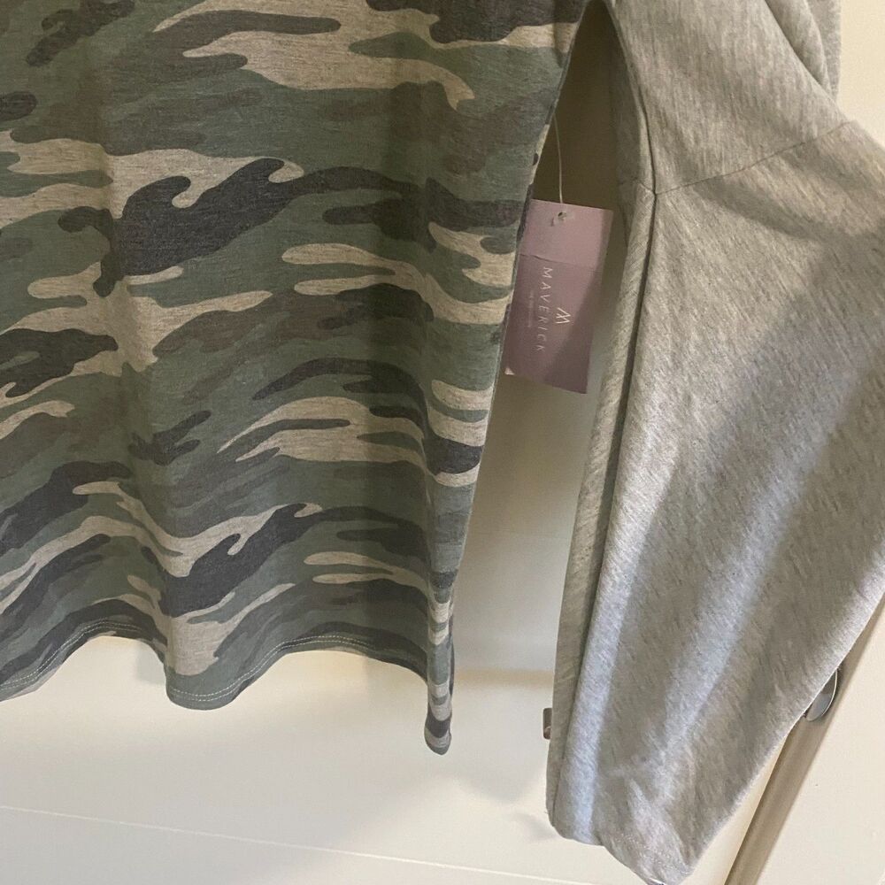 Maverick The Collection Camo Colorblock Slouchy Long Sleeve Top Small S NWT - Picture 6 of 12